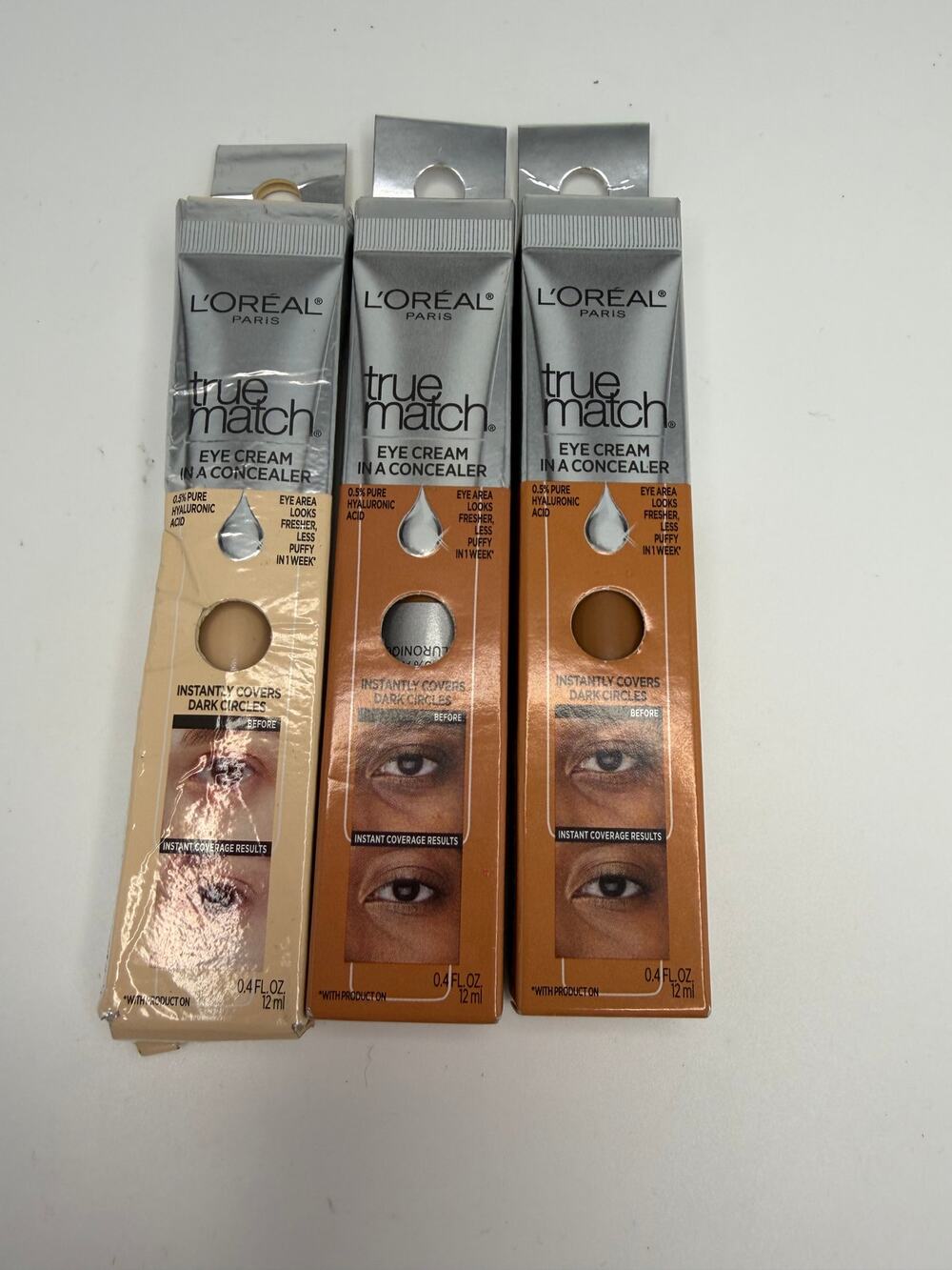 L'Oreal True Match Eye Cream in a Concealer Hyaluronic Acid 0.4oz Lot of 3 NEW